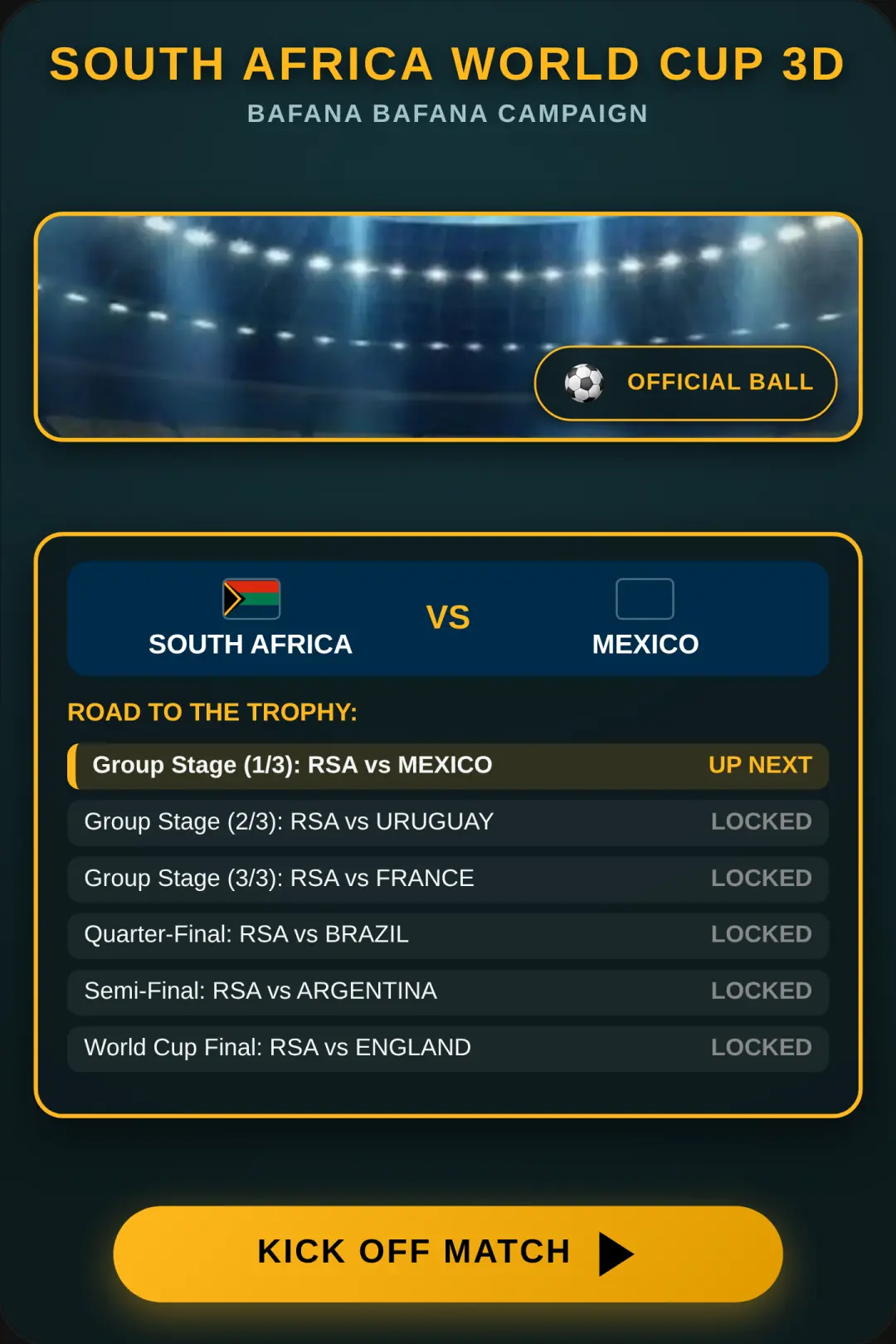 South Africa FIFA World Championship 3D cover