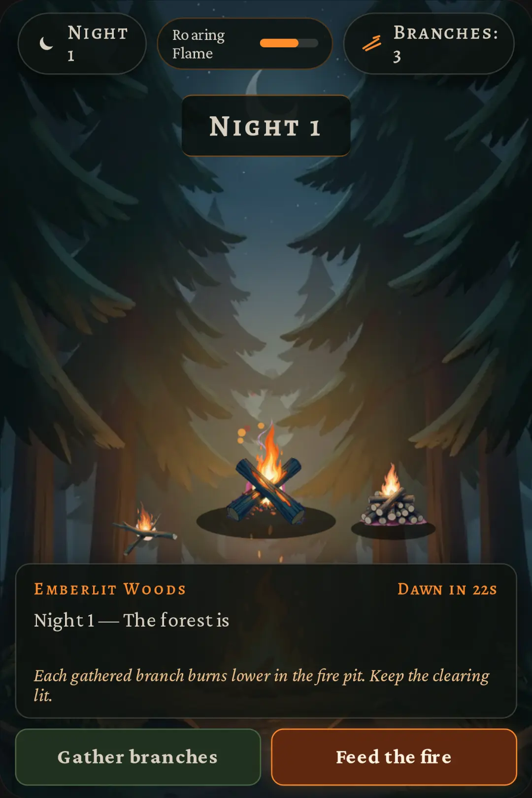 Survive the wolves!!! Gather more wood if need cover