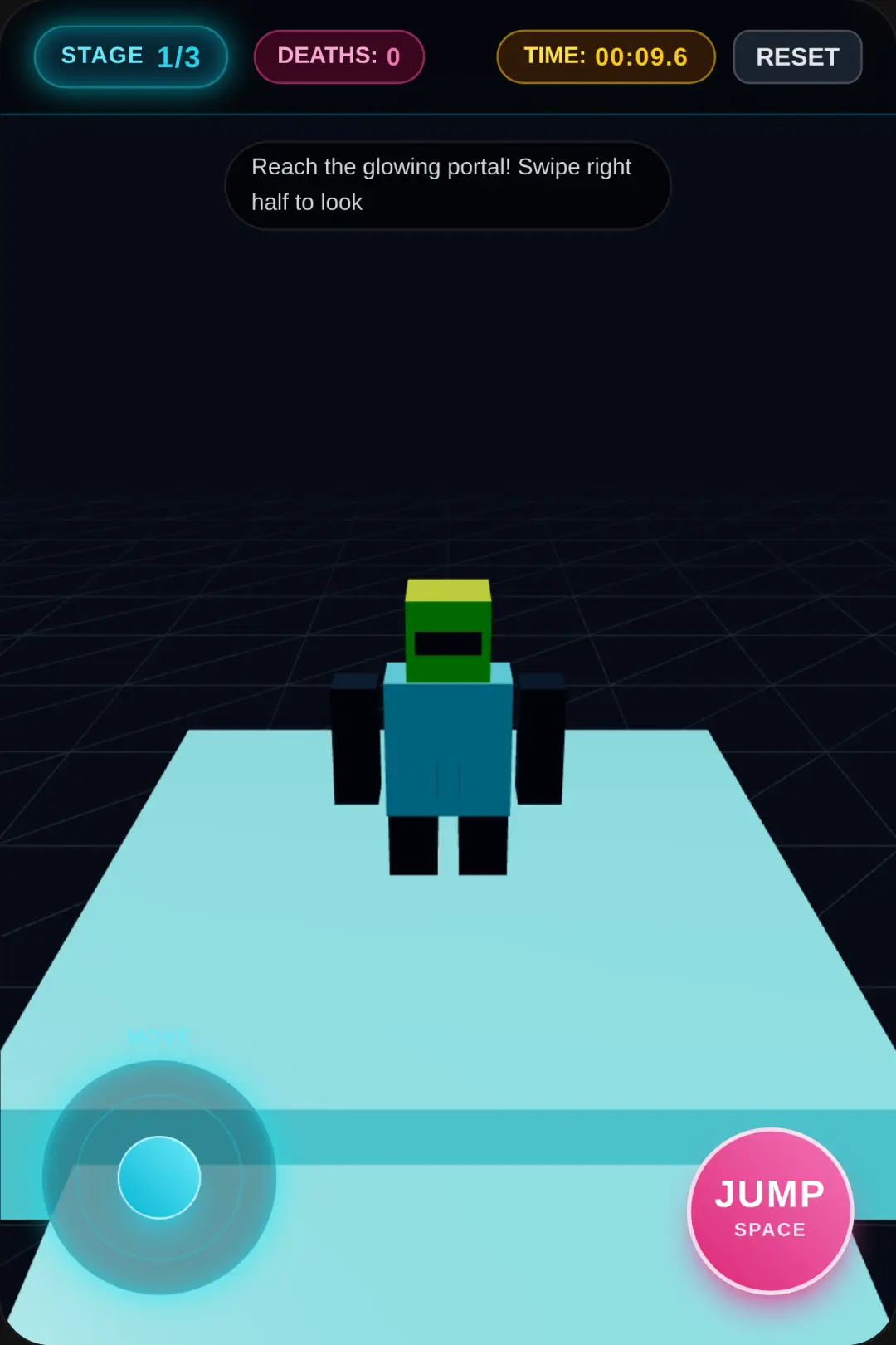 Bright neon Roblox type obby cover