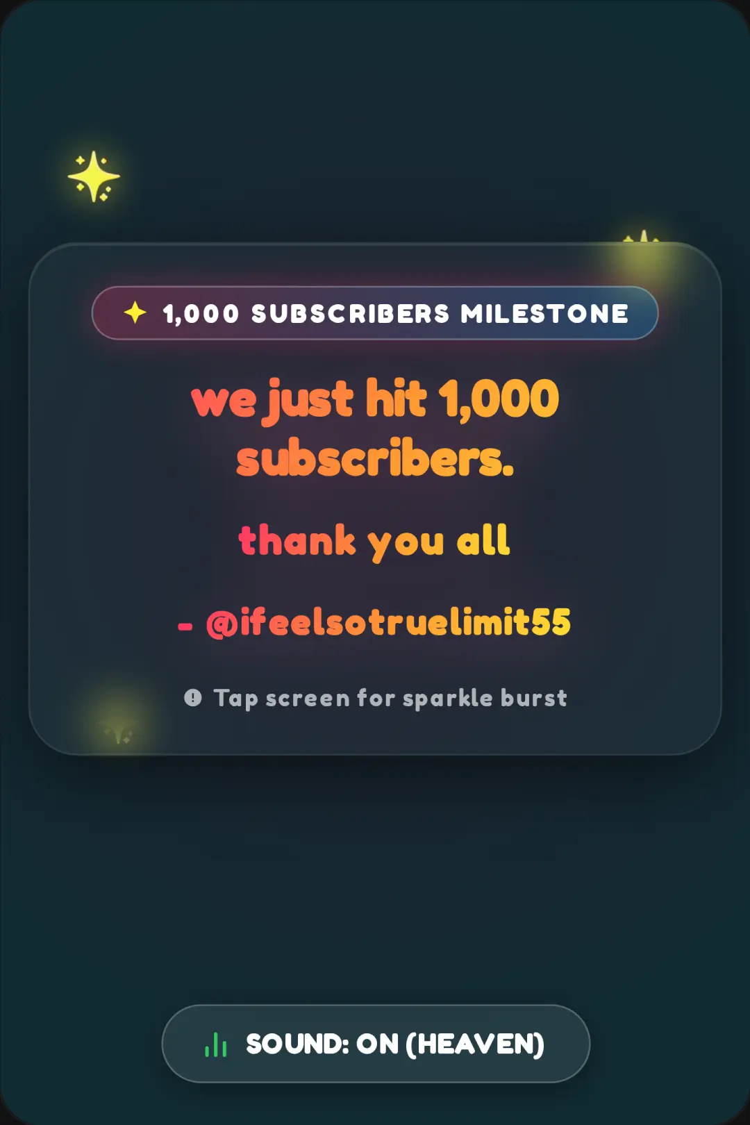 1,000 Subscribers Celebration - @ifeelsotruelimit55 cover