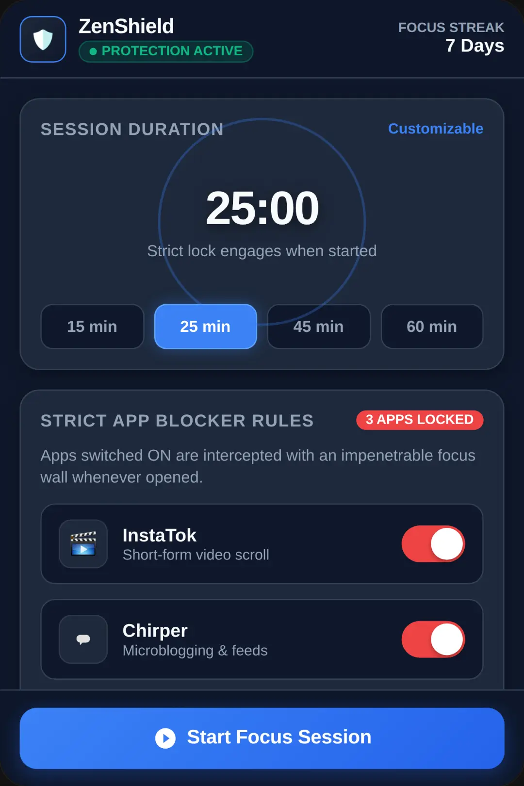 ZenShield - Strict Anti-Distraction Blocker cover