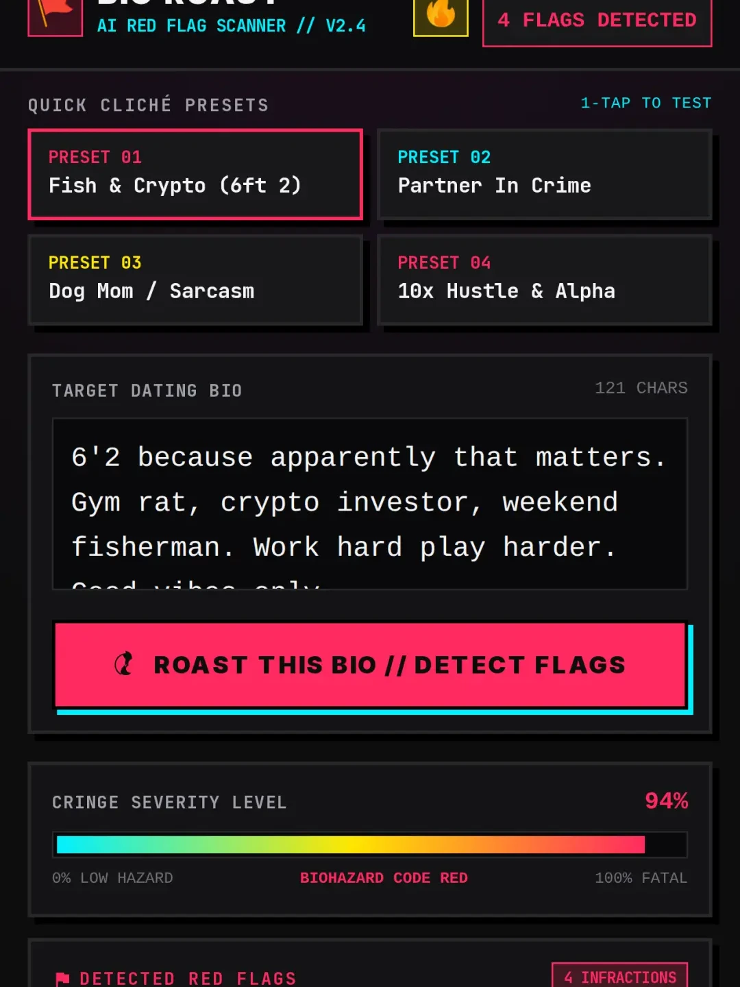 Bio Roast // AI Red Flag Analyzer cover