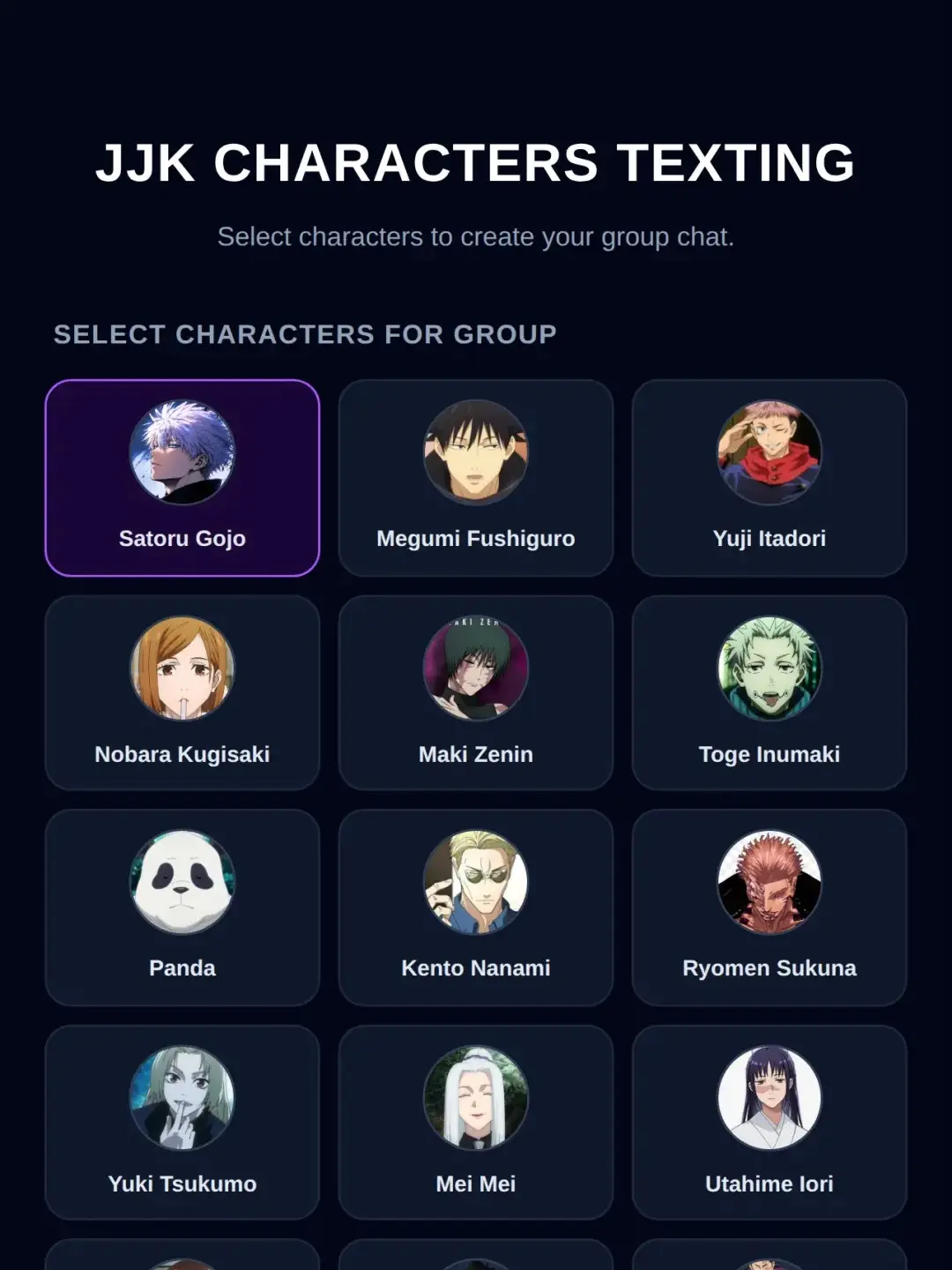 JJK Characters texting cover