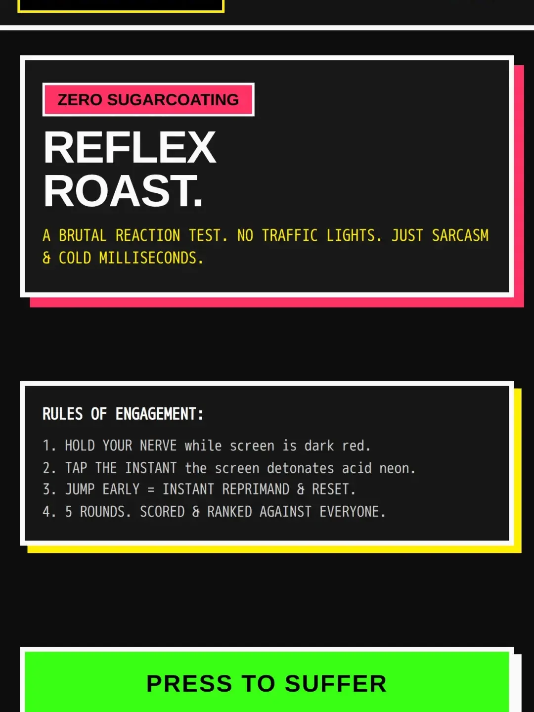Reaction test cover