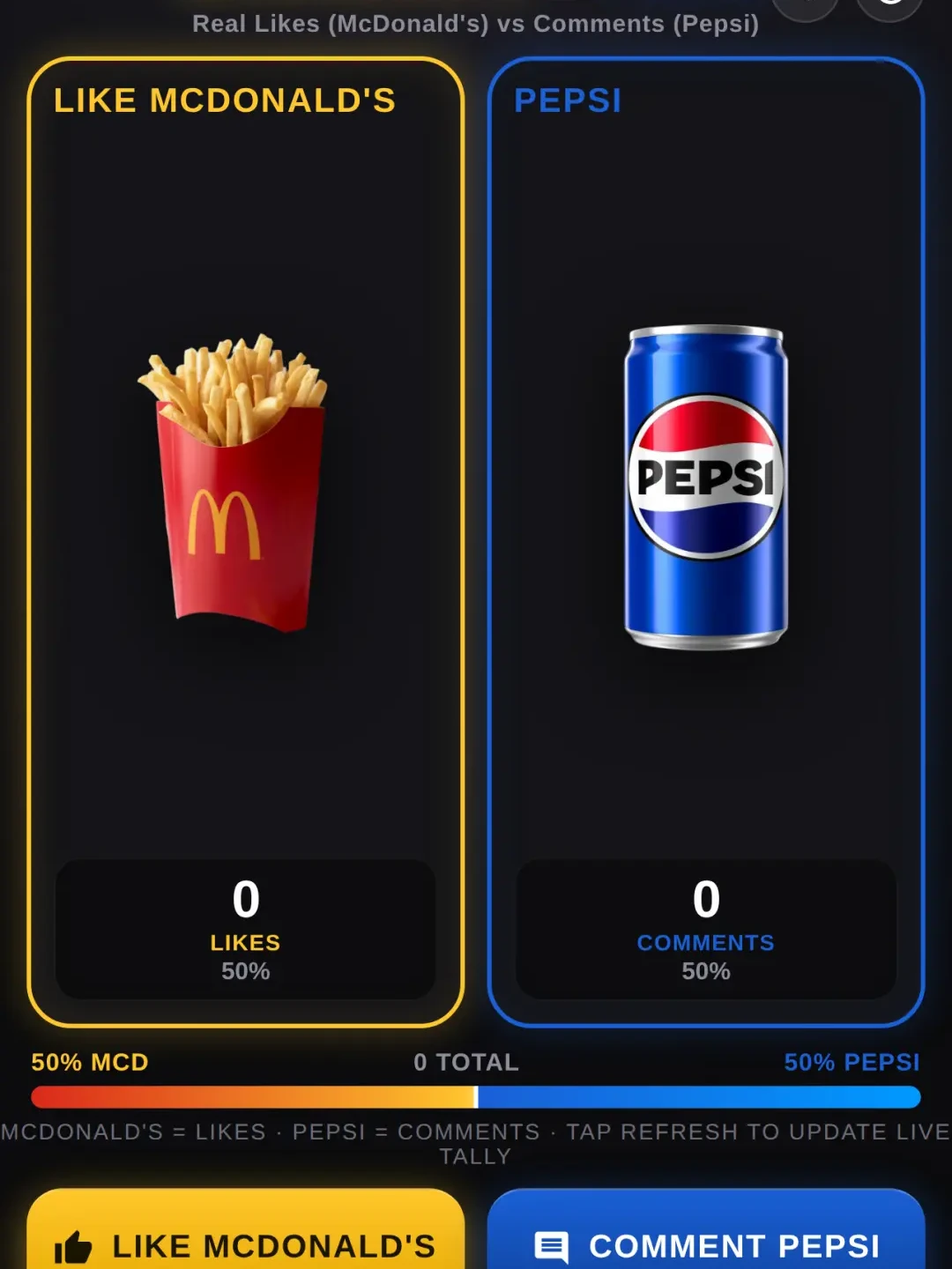 McDonald's vs Pepsi - LIVE VOTE cover