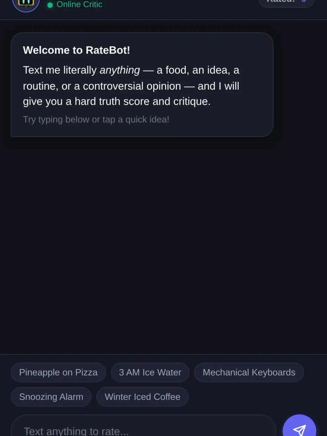 RateBot — Text Anything, Get Rated cover