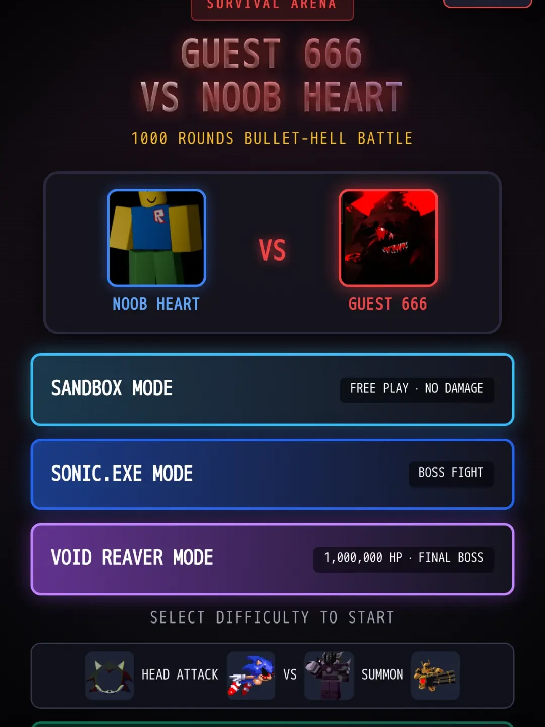 Guest 666 vs Noob Heart - 1000 Rounds Battle cover