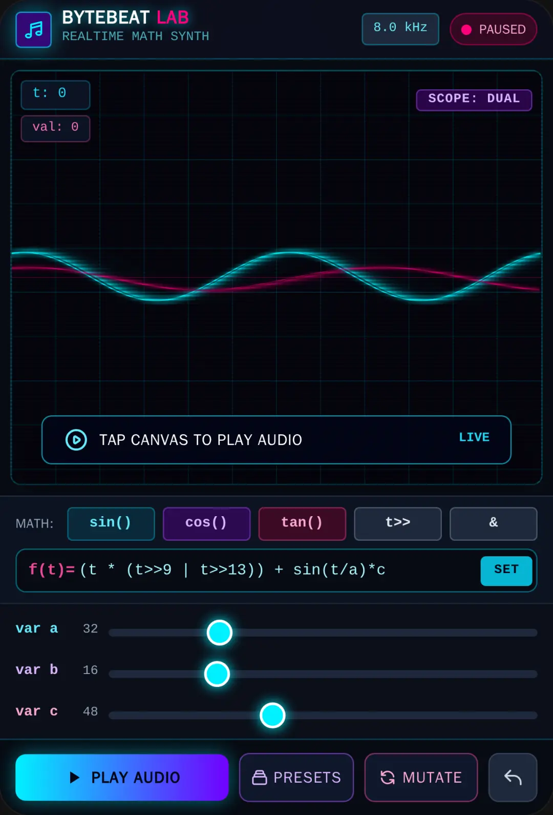 Bytebeat Visual Synth Lab cover