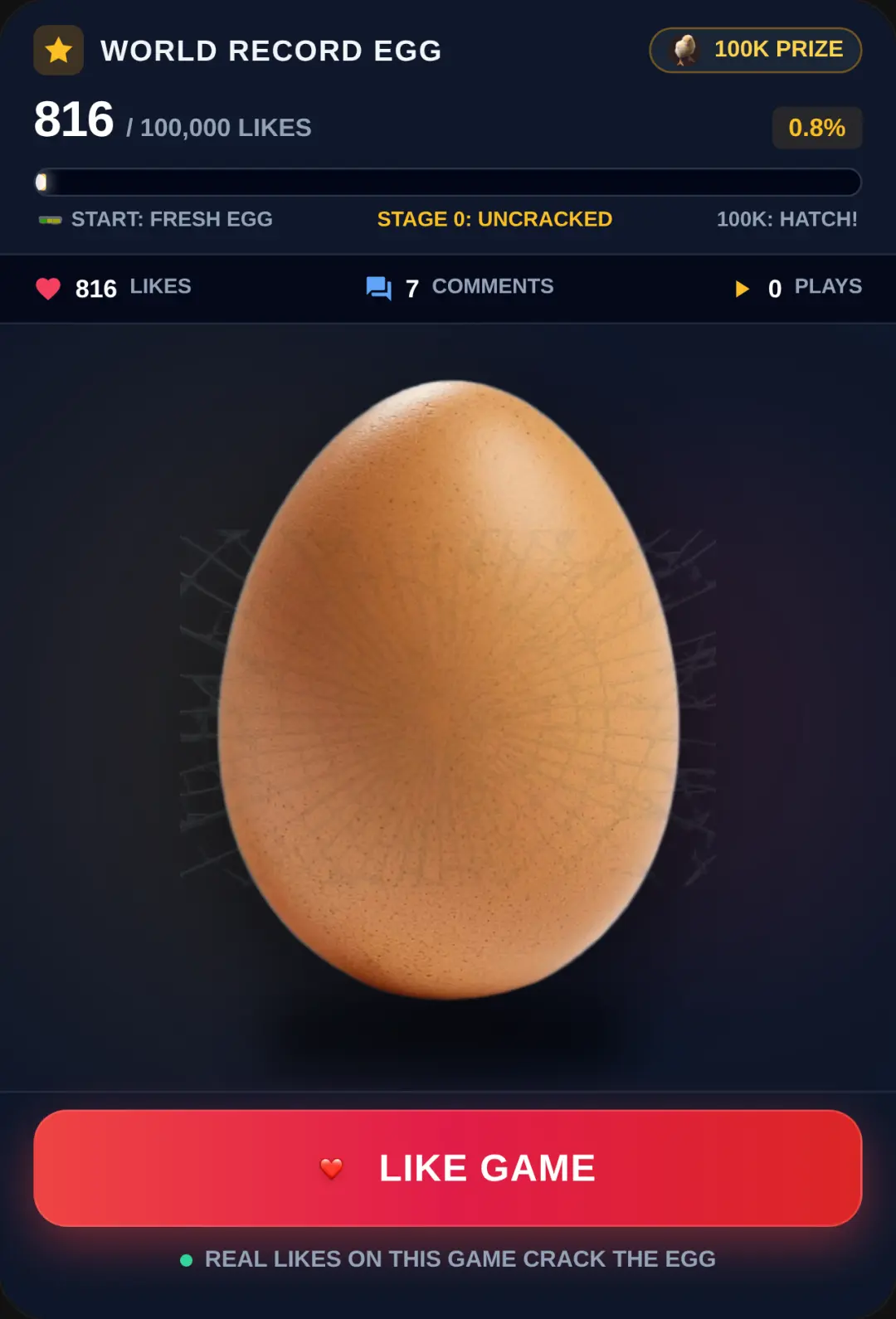 World Record Egg - 100k Likes Challenge cover