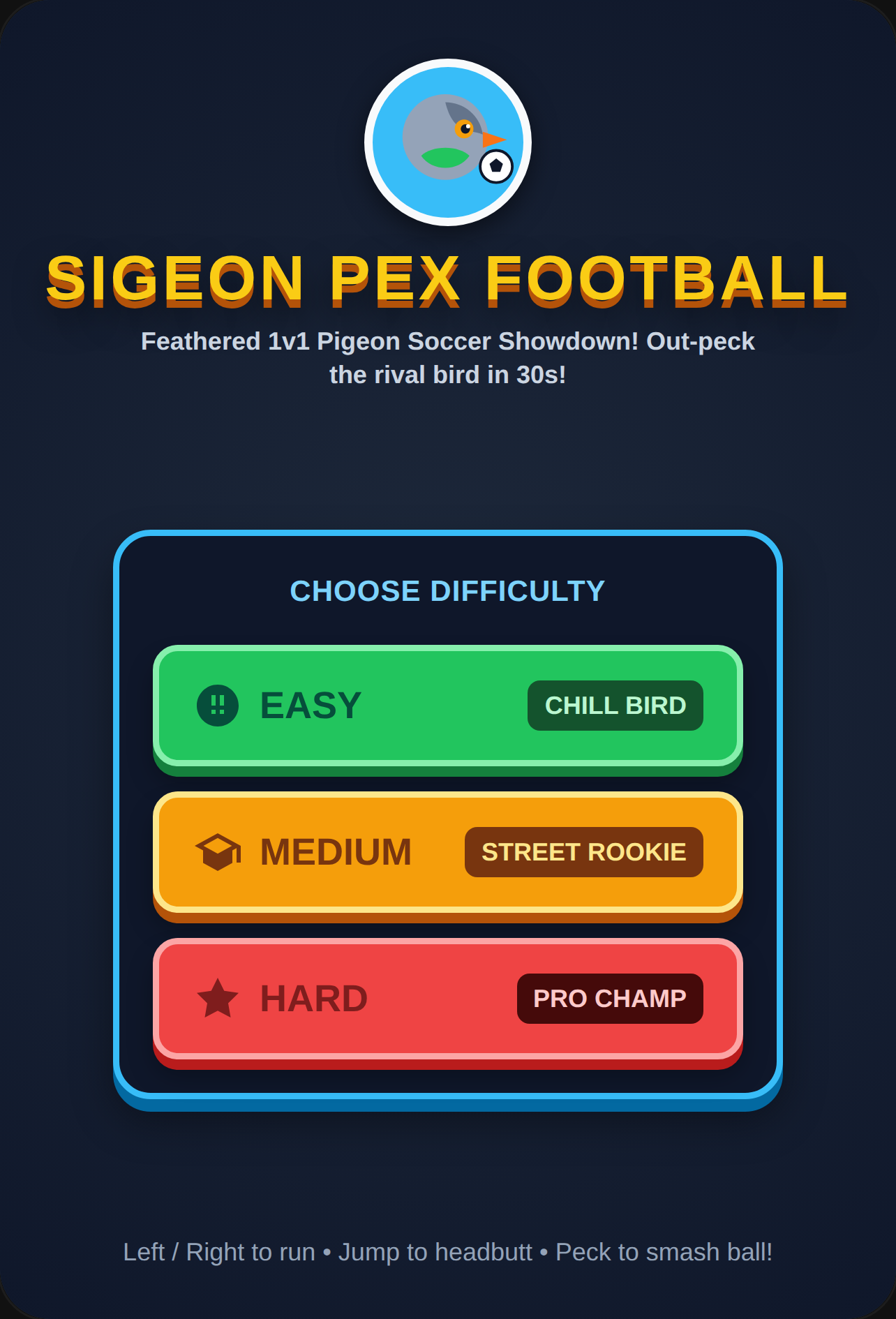 Sigeon Pex Football Beta 1.3 the difficulties are a bit bugged, so i will update this soon cover
