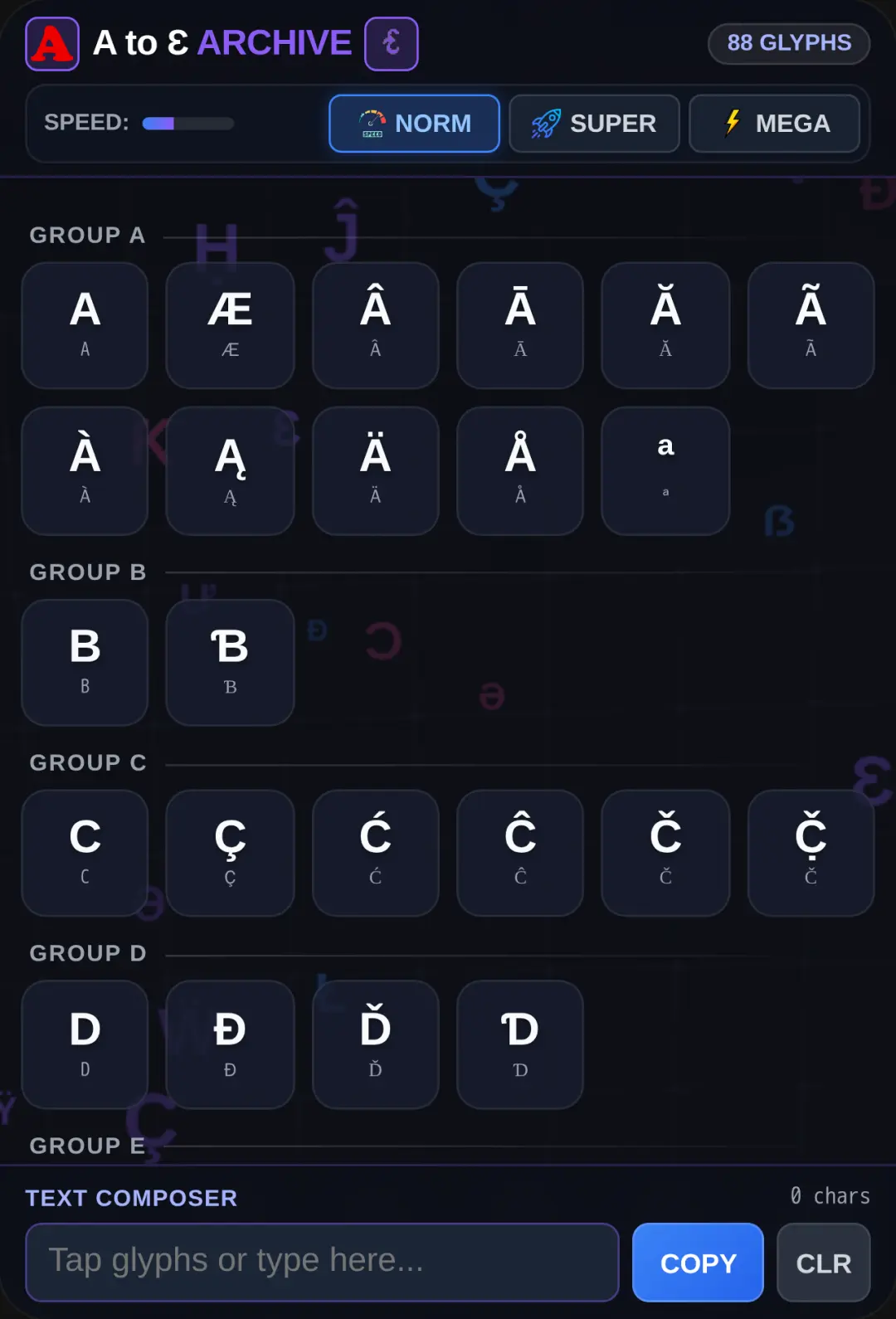 A to Ɛ Glyph Archive cover