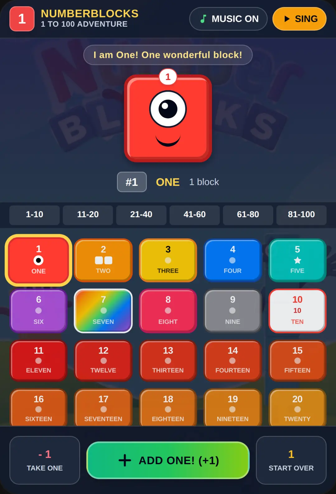 Numberblocks 1 to 100 cover