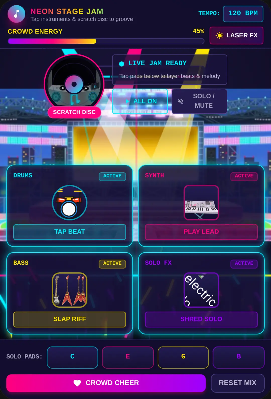Neon Stage Jam — Music Disc & Instrument Studio cover