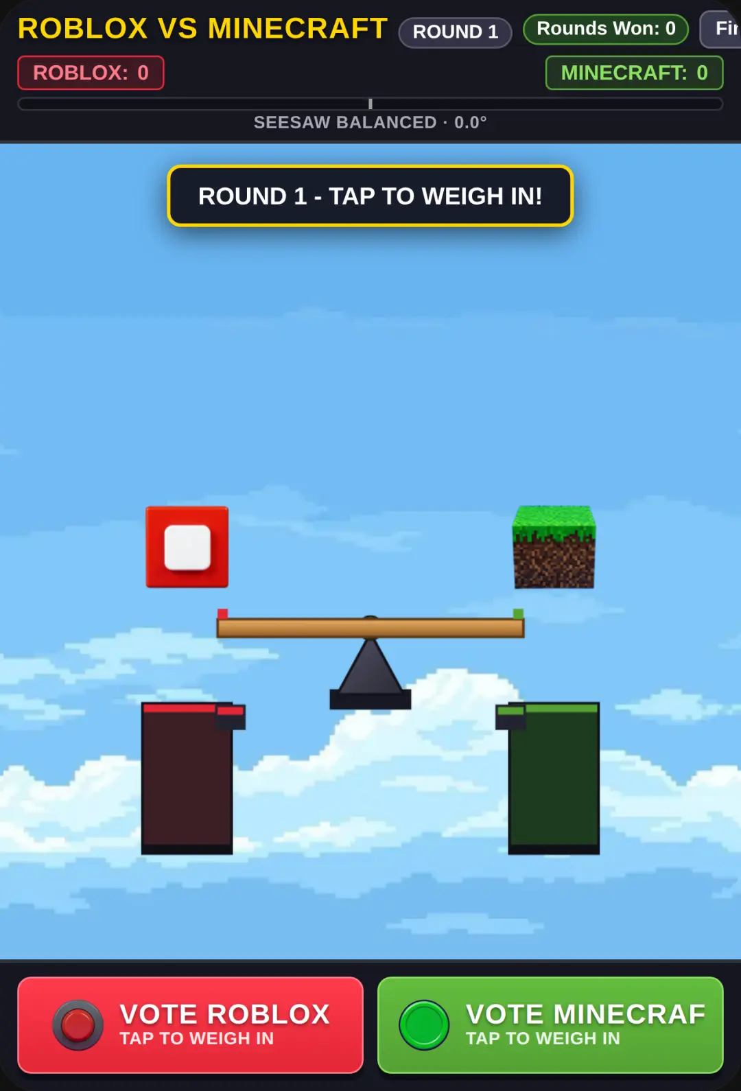 Roblox vs Minecraft - Seesaw Vote