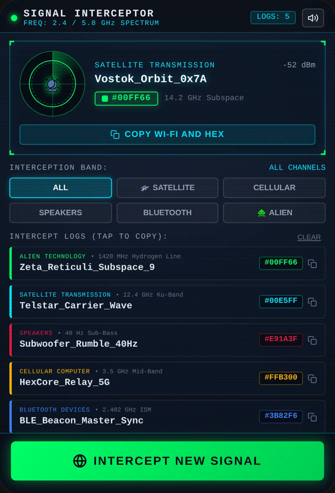 Signal Interceptor // Wi-Fi Hex Generator cover