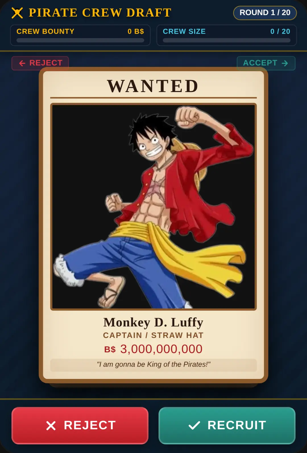 Grand Line Pirate Draft - Accept or Reject cover