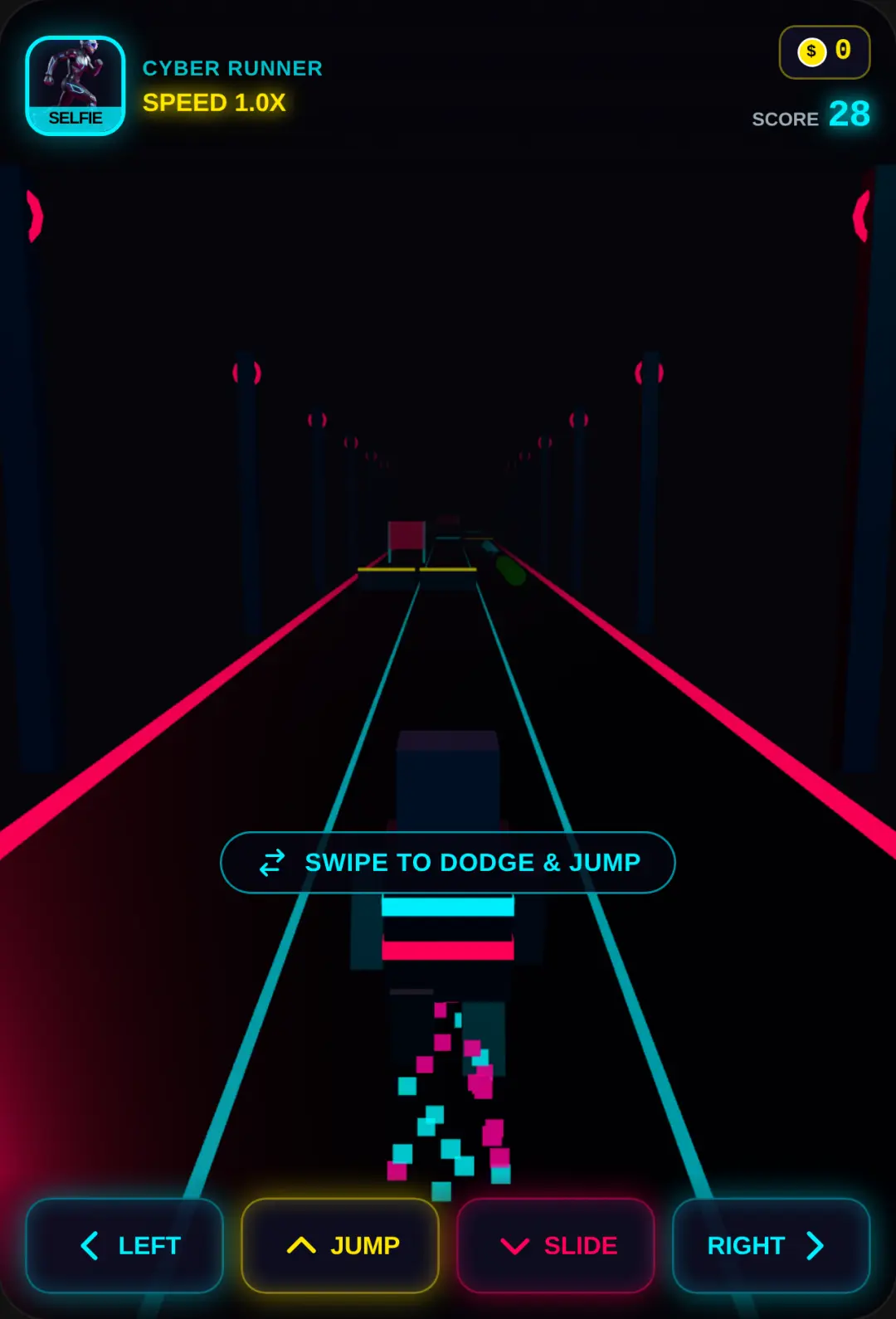 Cyber Neon Selfie Runner game 🎮 cover