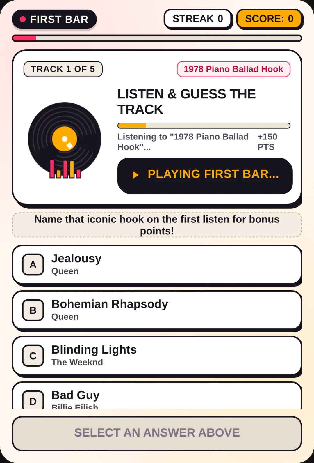 First Bar — Guess the Song cover