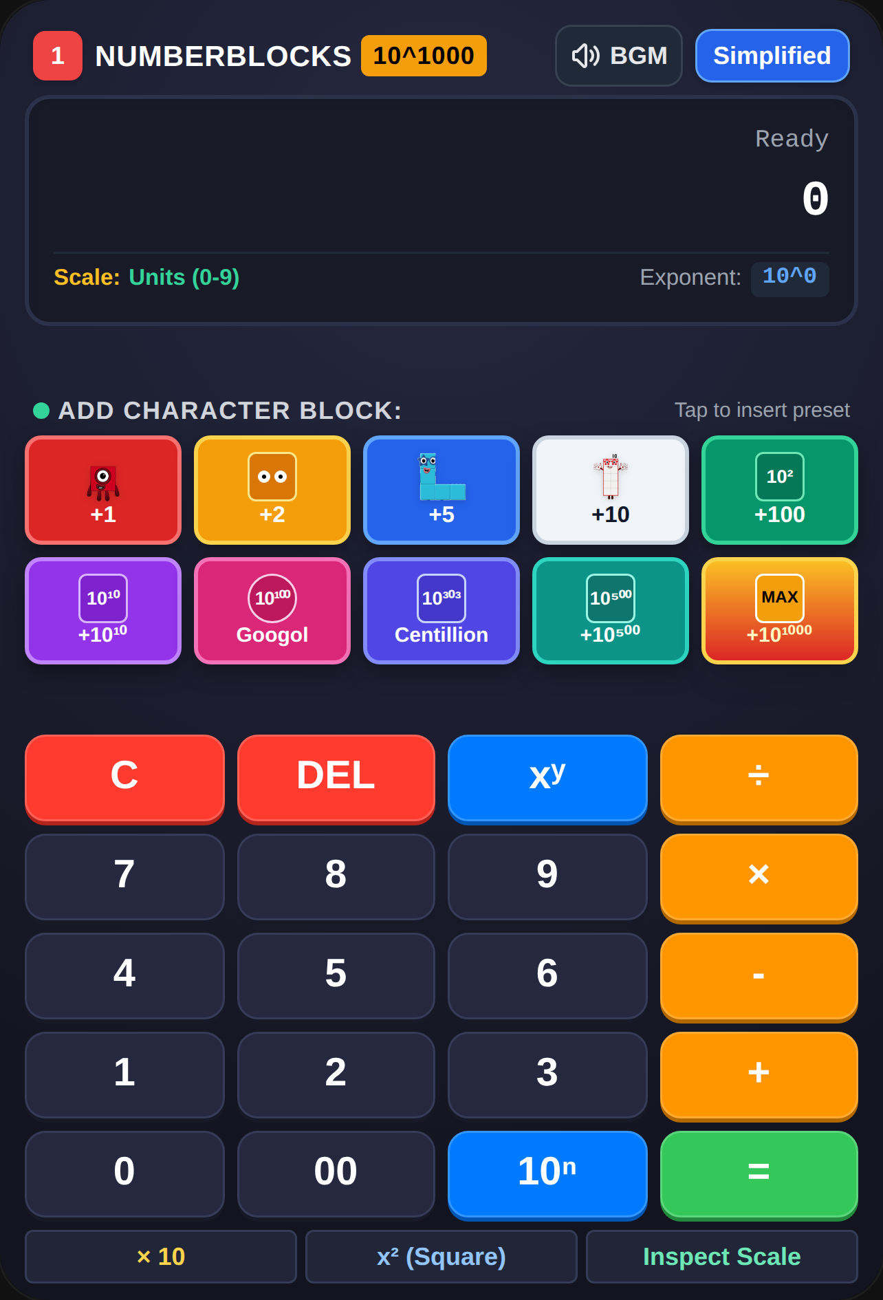 Numberblocks Calculator (10^1000) cover