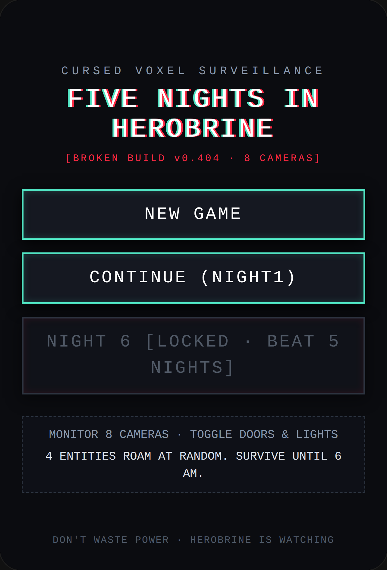 Five nights in Herobrine cover