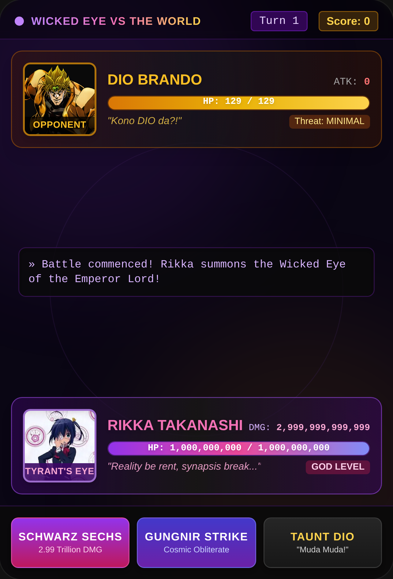 Rikka vs Dio — Ultimate Showdown cover