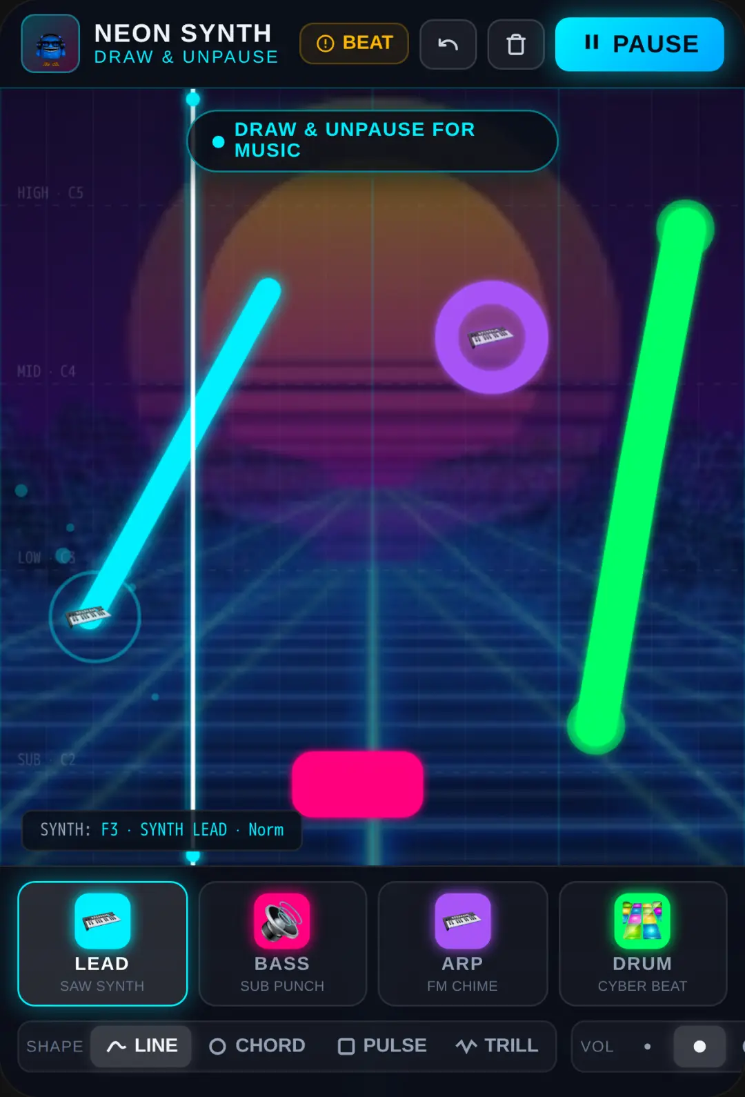 Neon Synth — Draw & Play Music cover