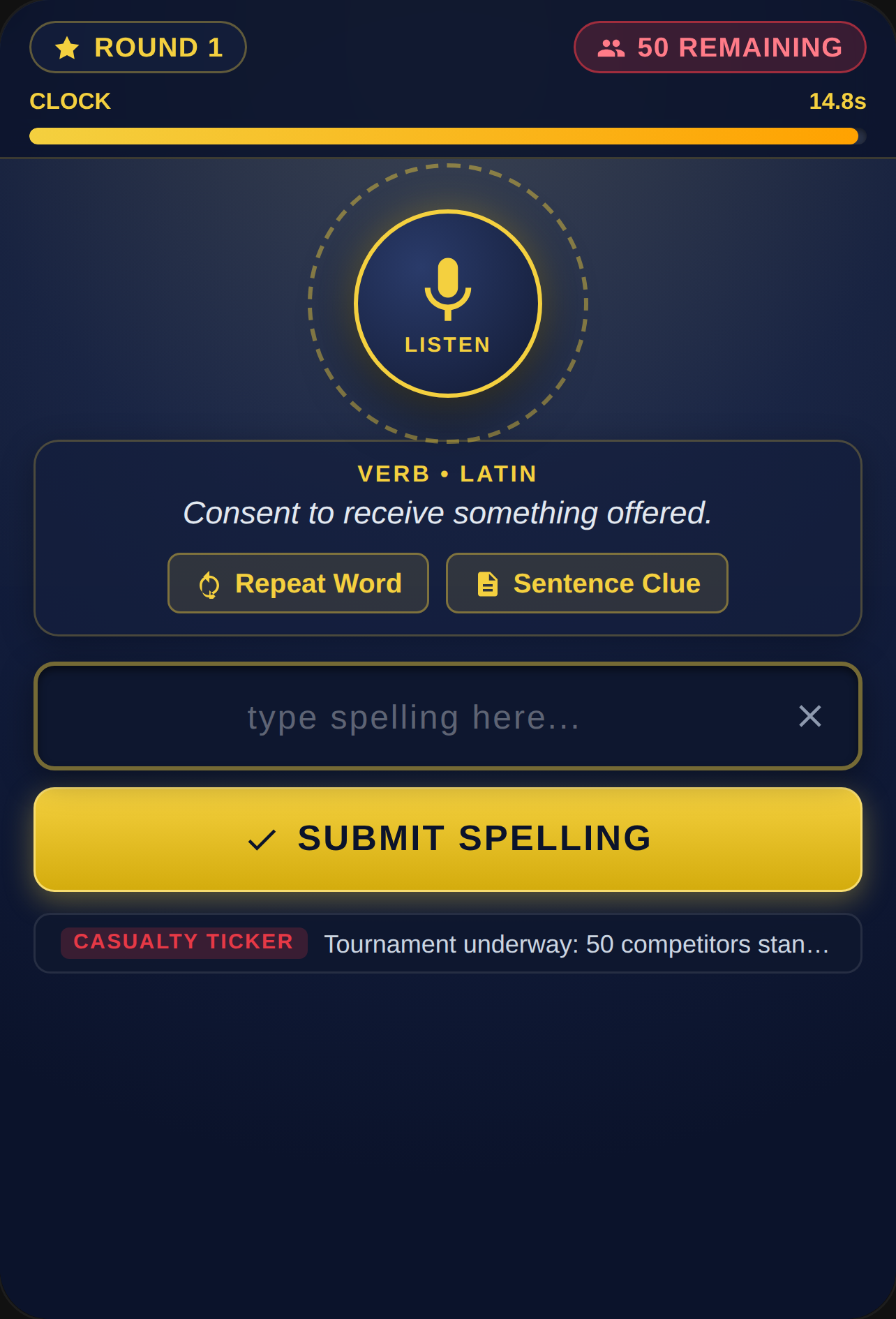 National Spelling Bee: Survival Championship Can you spell every word correctly? Or will you fail? cover