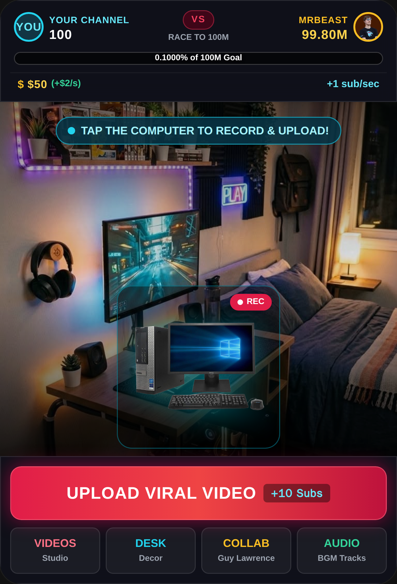 Streamer Tycoon: Race to 100M vs MrBeast cover