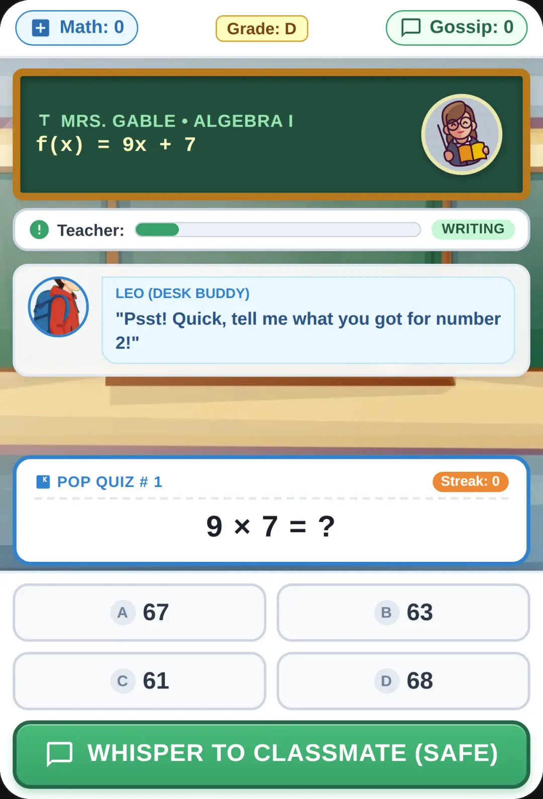 Classroom Math & Whisper Quiz cover