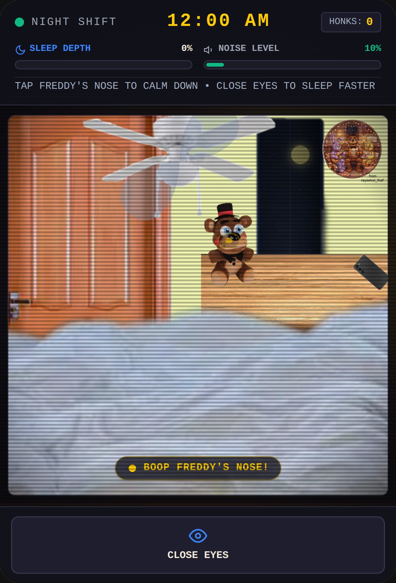 Cozy room bedroom with a poster and a plush of fnaf cover