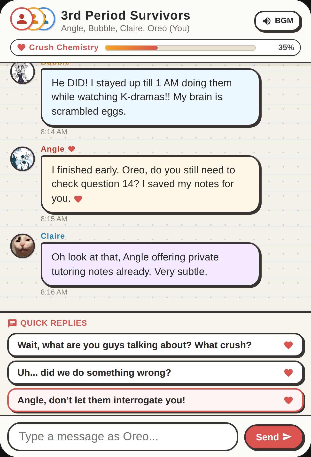 3rd Period Survivors - School Chat cover