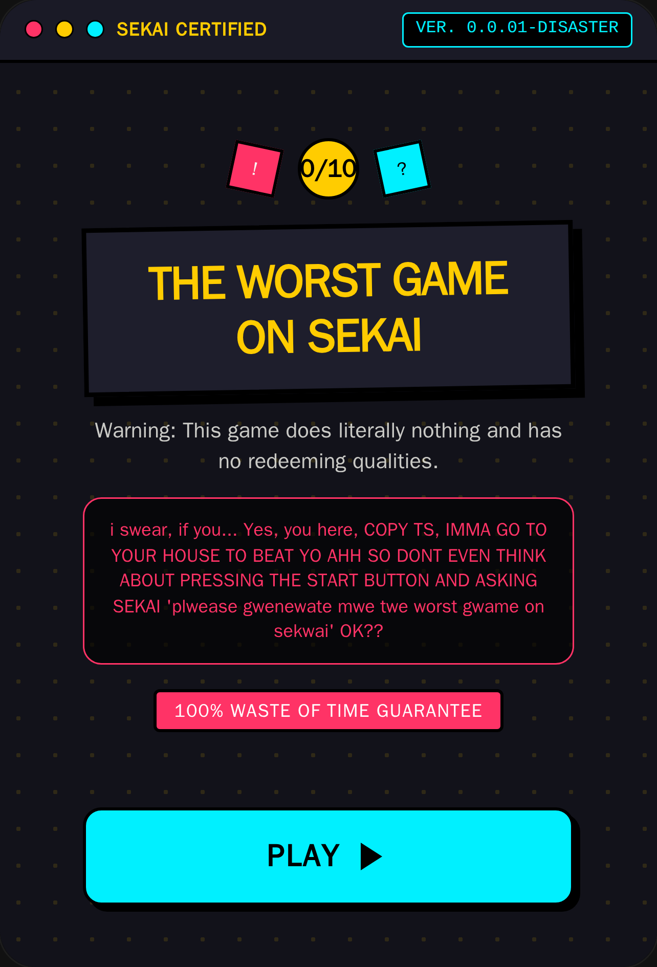 The Worst Game on Sekai cover