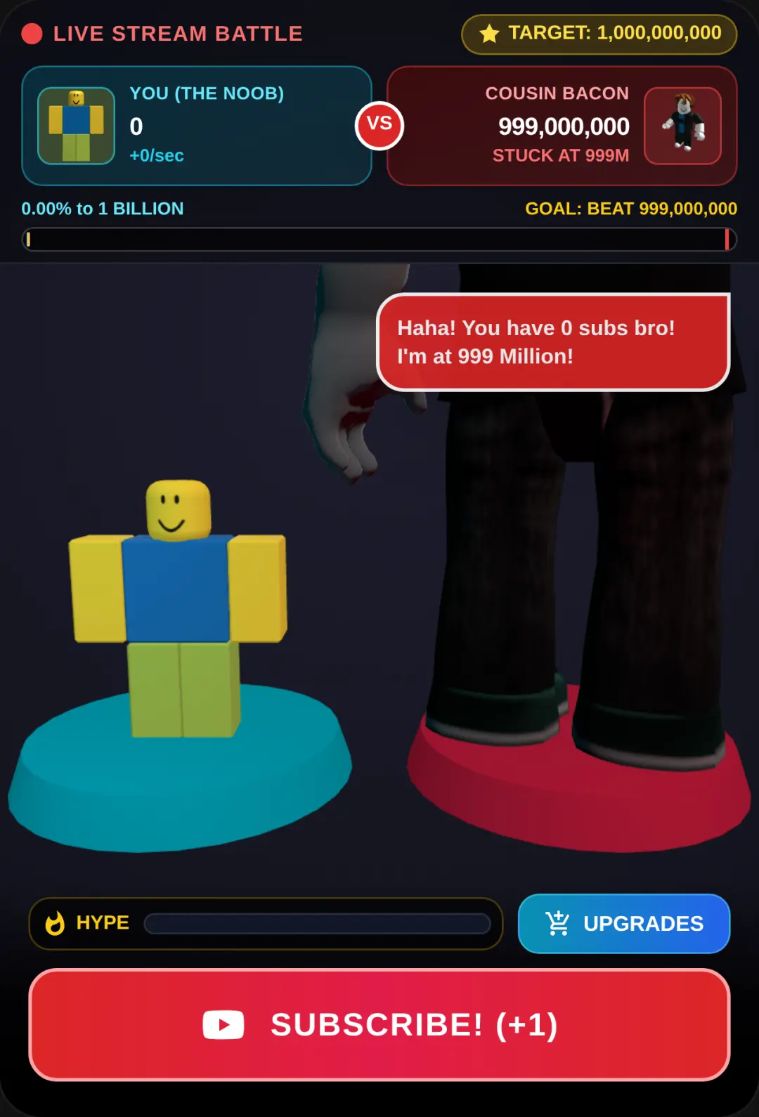 Roblox Noob vs Cousin: 1 Billion Sub Battle cover