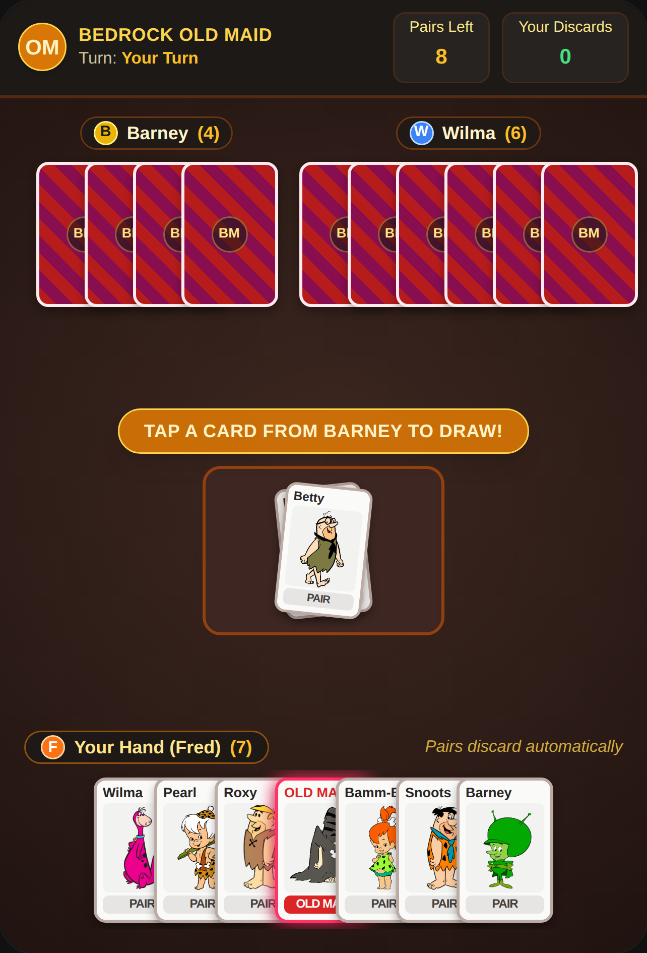 Bedrock Old Maid - Stone Age Card Game cover