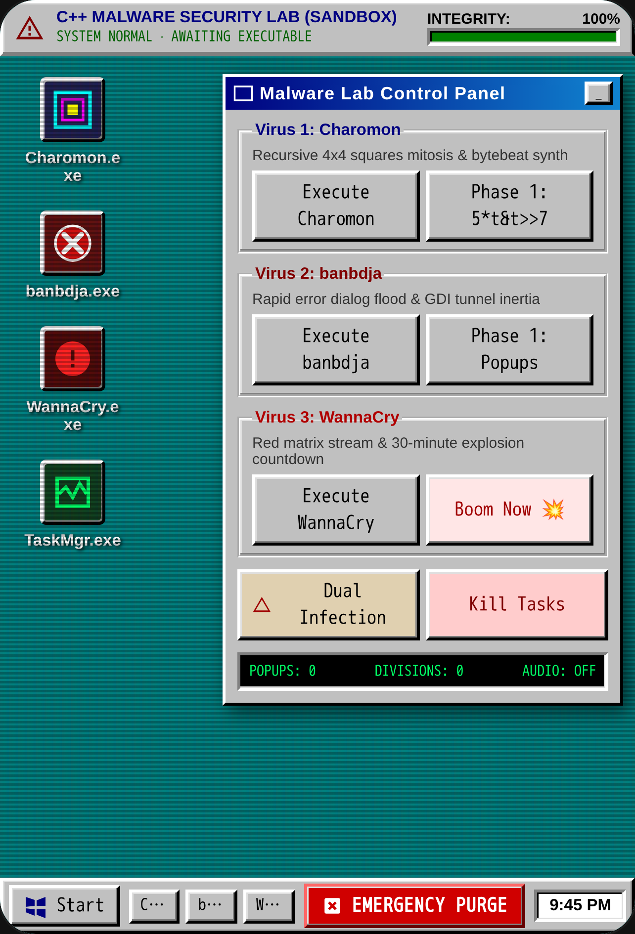 CPP Malware Lab - Charomon, banbdja & WannaCry cover