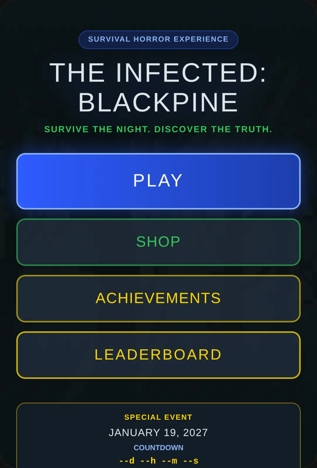 THE INFECTED: BLACKPINE ( under development ) cover