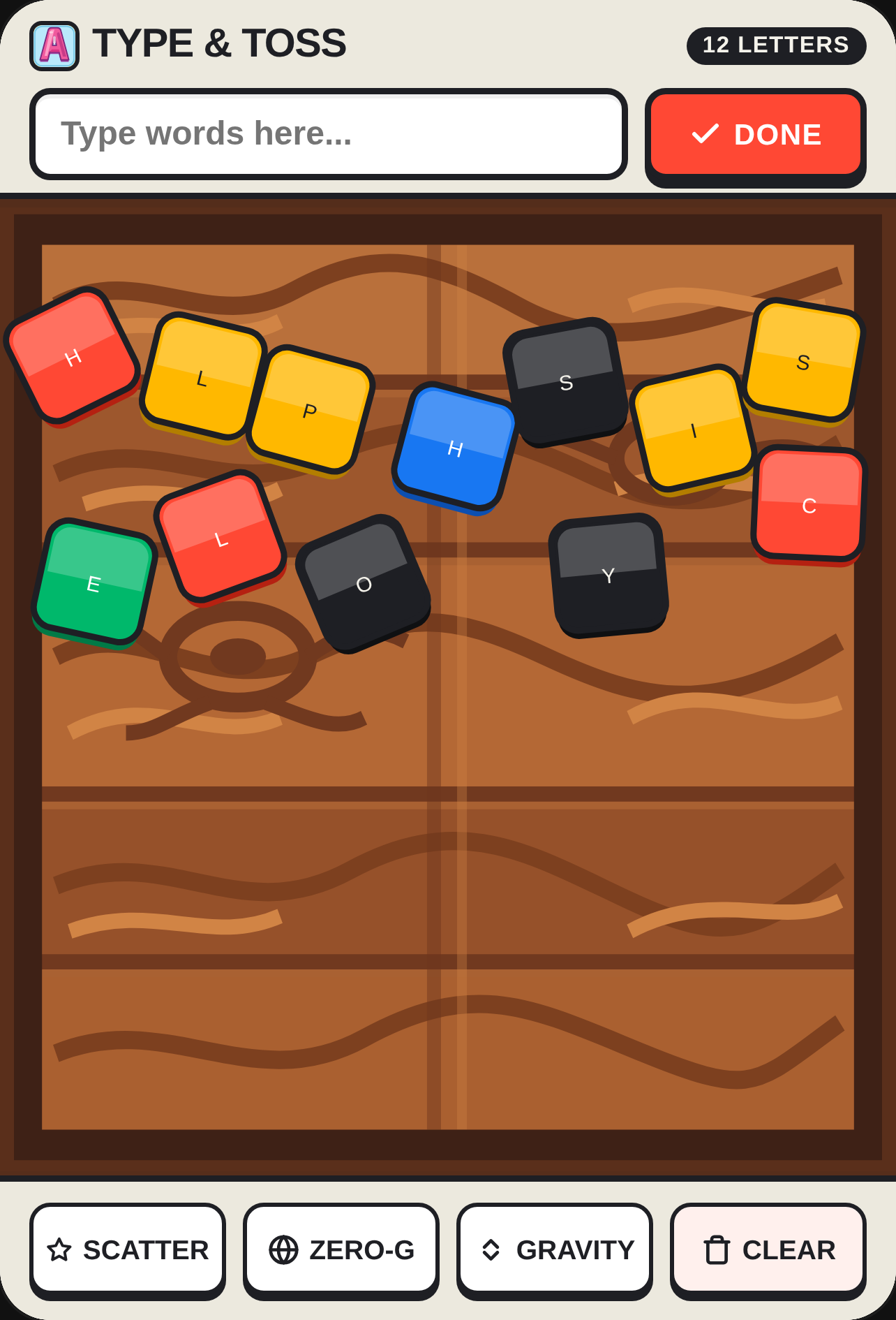Type & Toss — Letter Physics Sandbox cover
