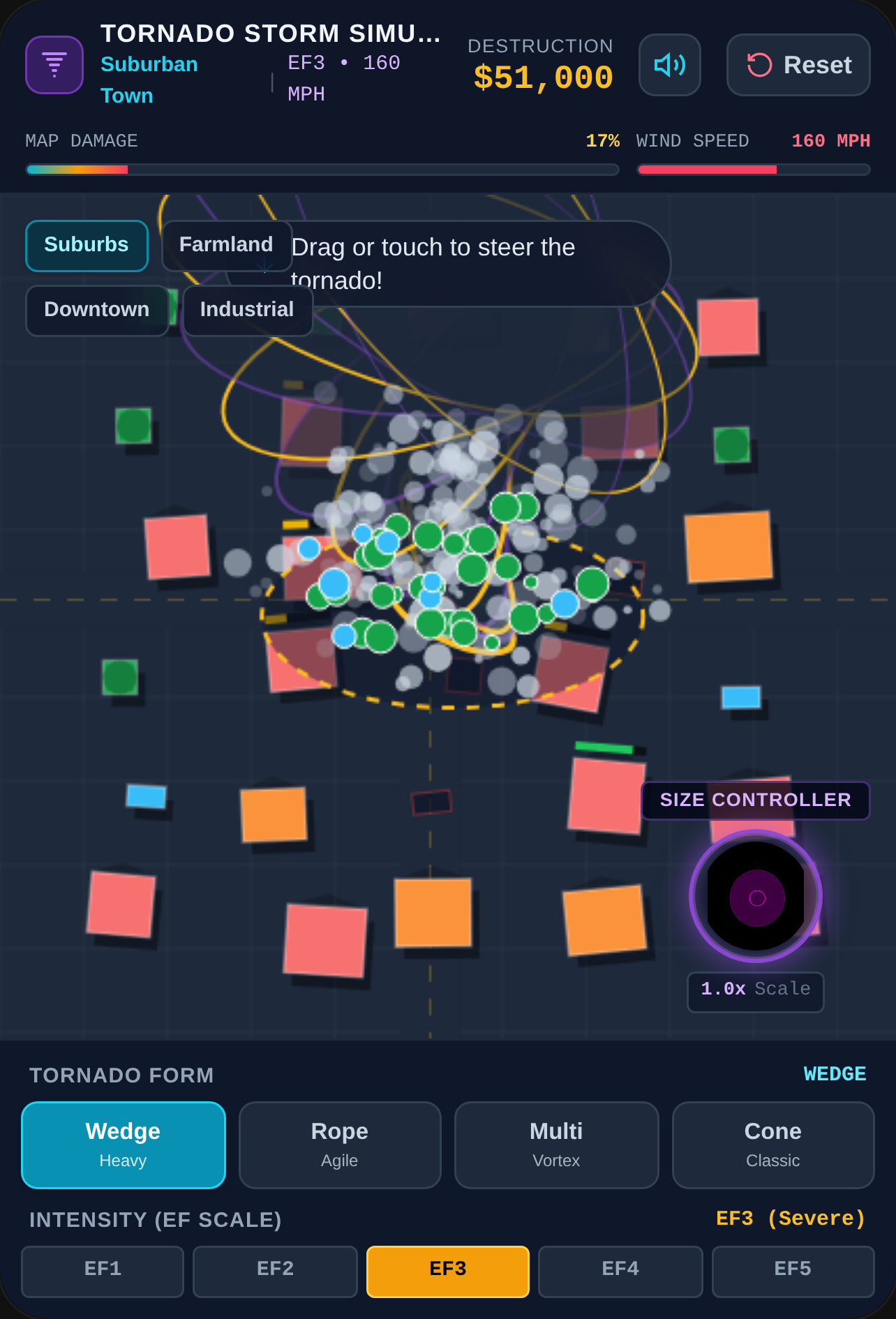 Tornado simulator,with tornado types and ef classification cover