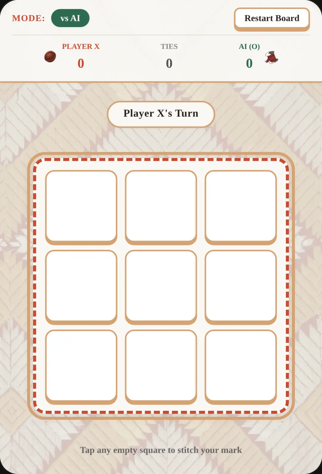 Stitched Tic Tac Toe cover
