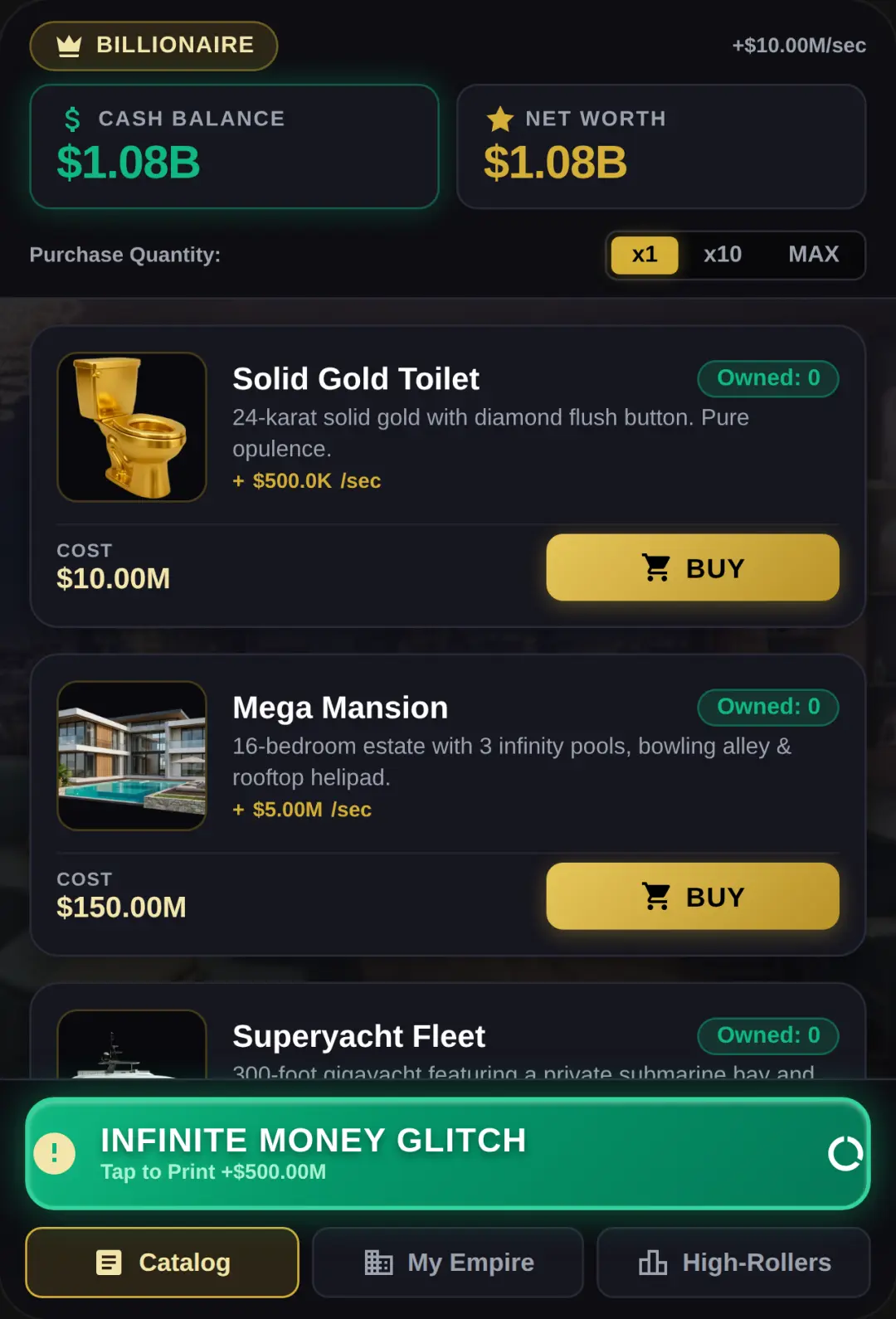 Infinite Money Billionaire Simulator cover