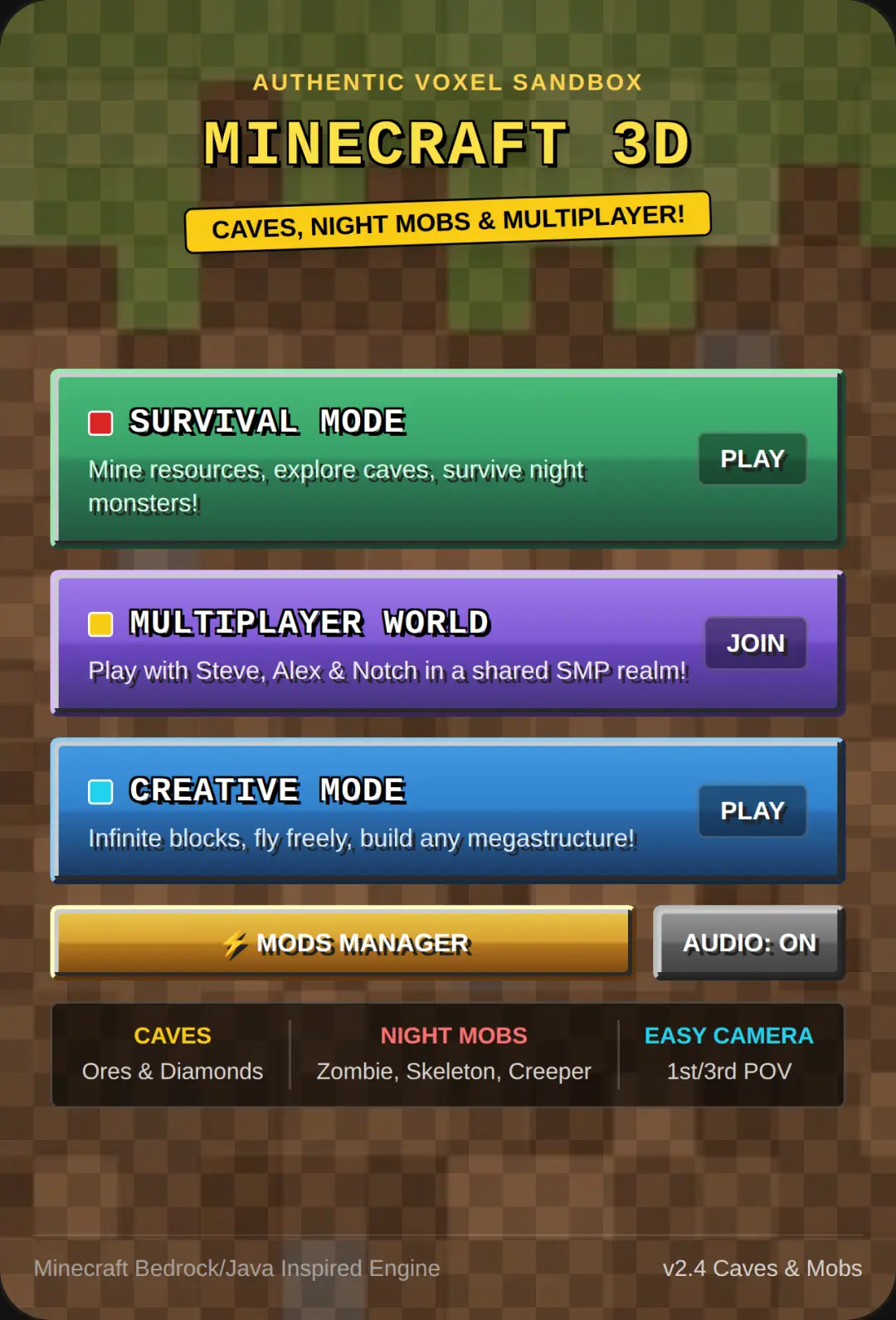 Minecraft 3D - Caves, Mobs, Multiplayer & Mods cover