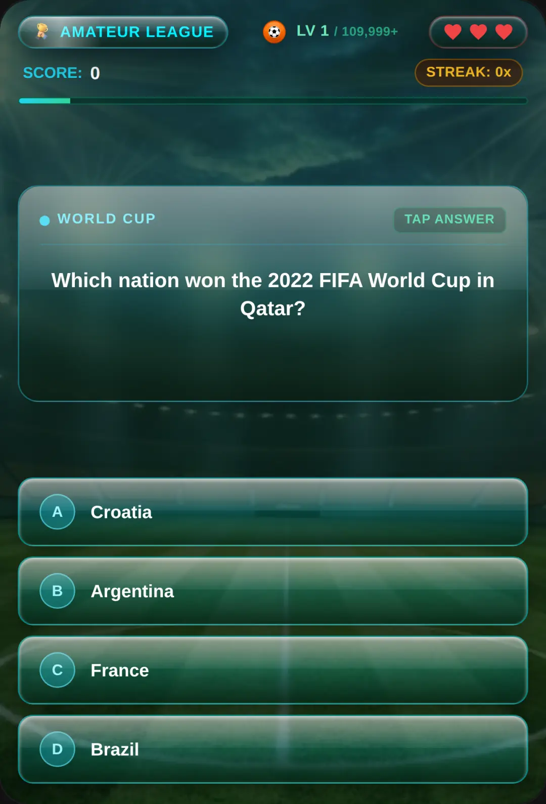 Soccer Trivia get a steak beat all the levels cover