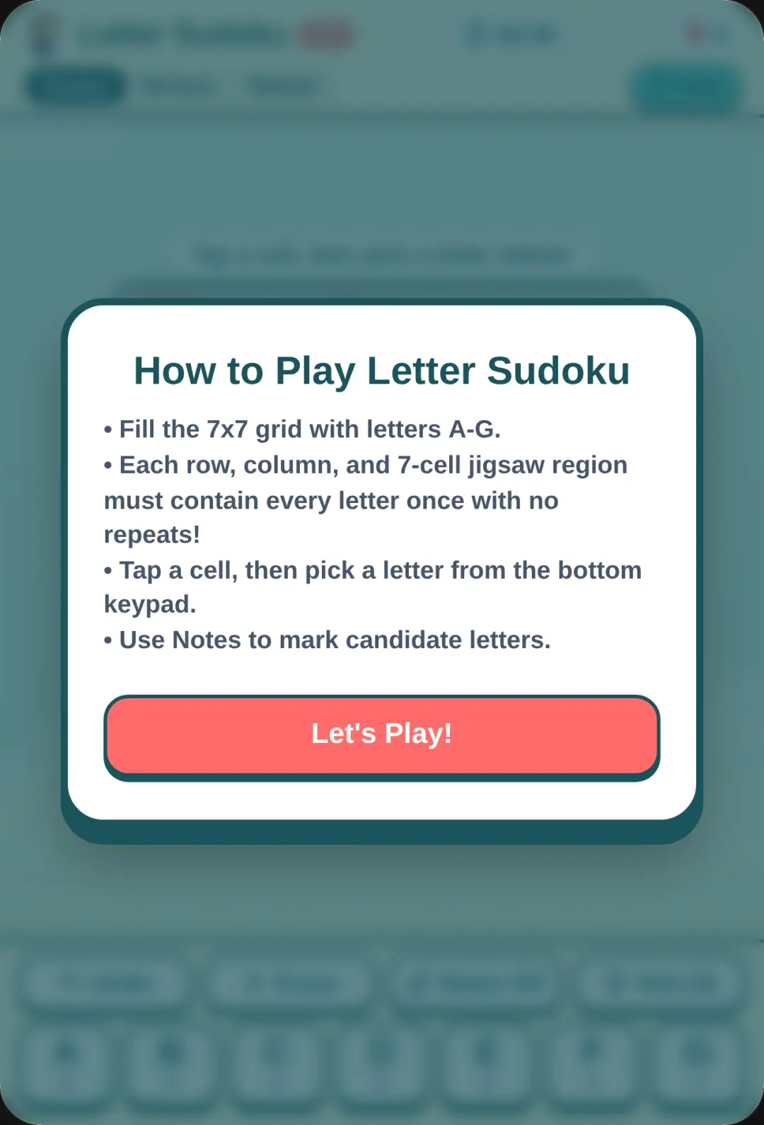 Letter Sudoku - 7x7 Cartoon Puzzle cover