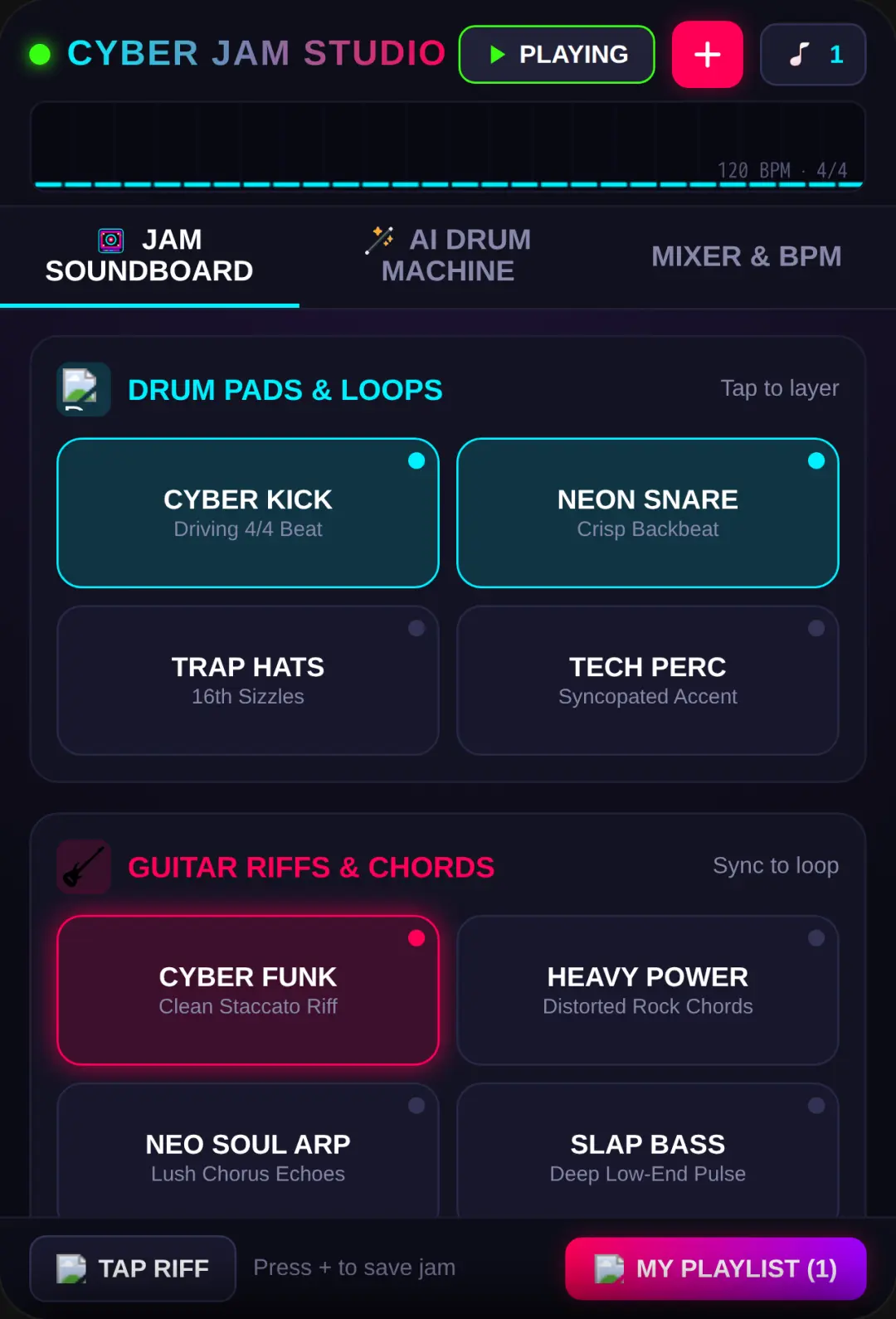 Neon Studio: Drums & Guitar AI Jam cover