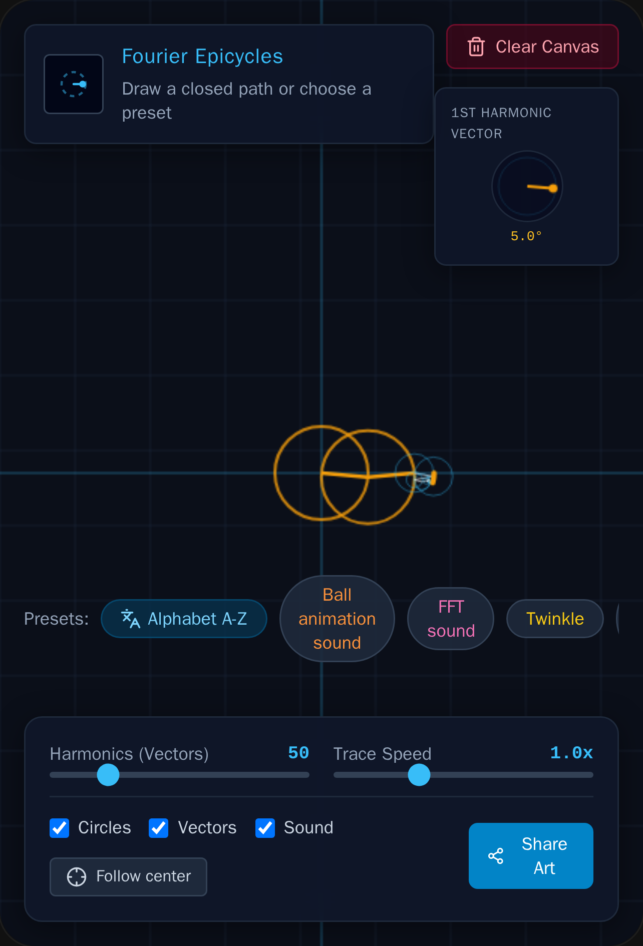 Fourier Epicycle Canvas cover