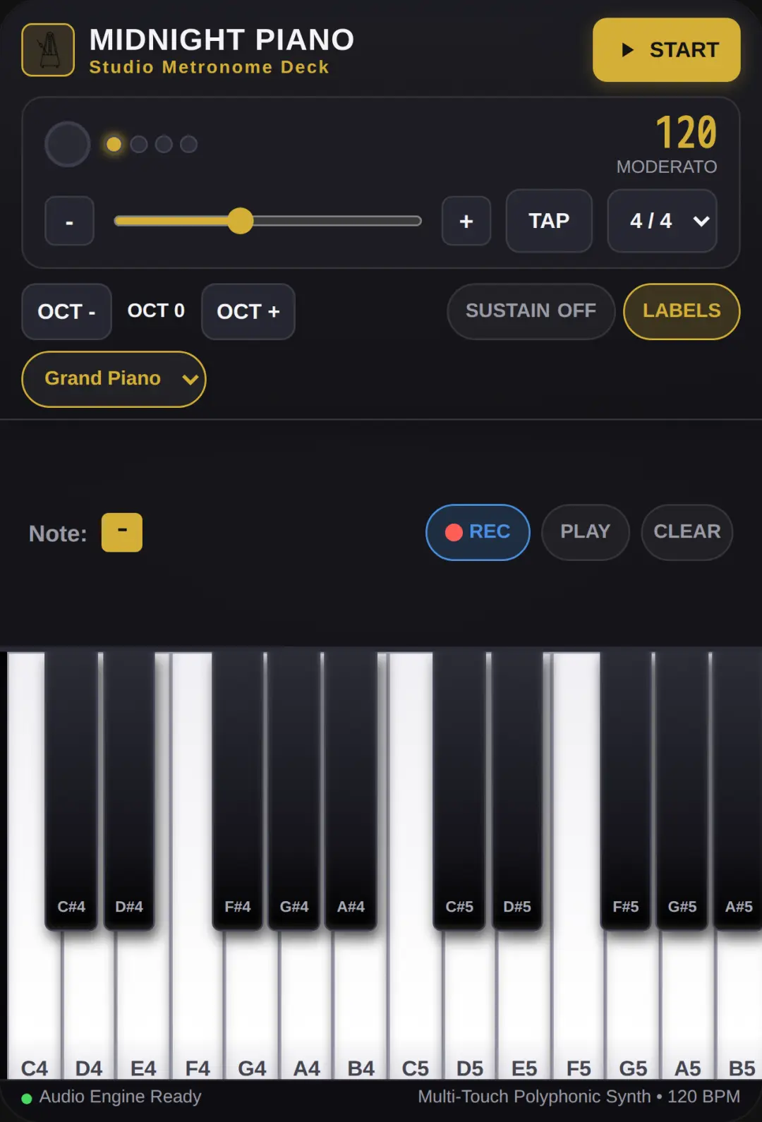 Midnight Studio Piano & Metronome cover
