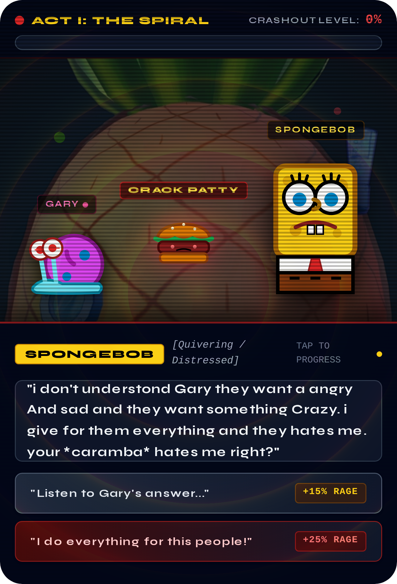 SpongeBob crashout cover
