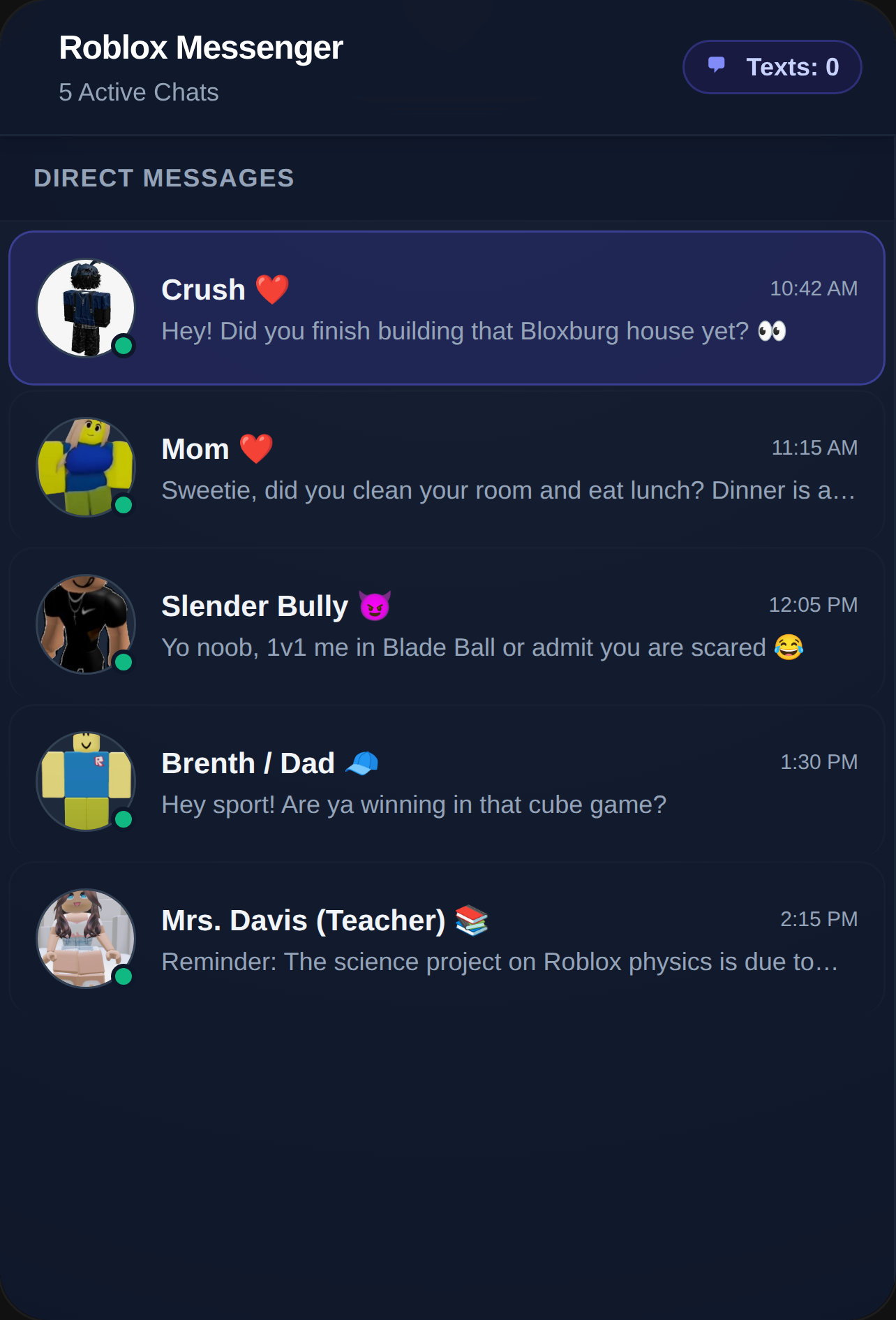 Roblox Texting cover