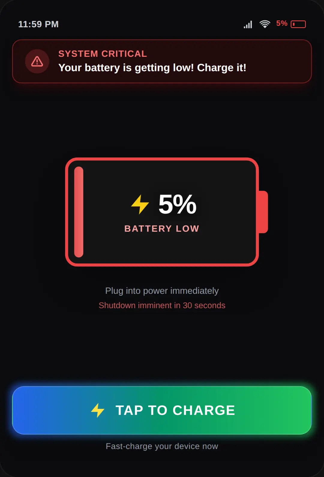 Your Battery Is Getting Low! Charge it! cover