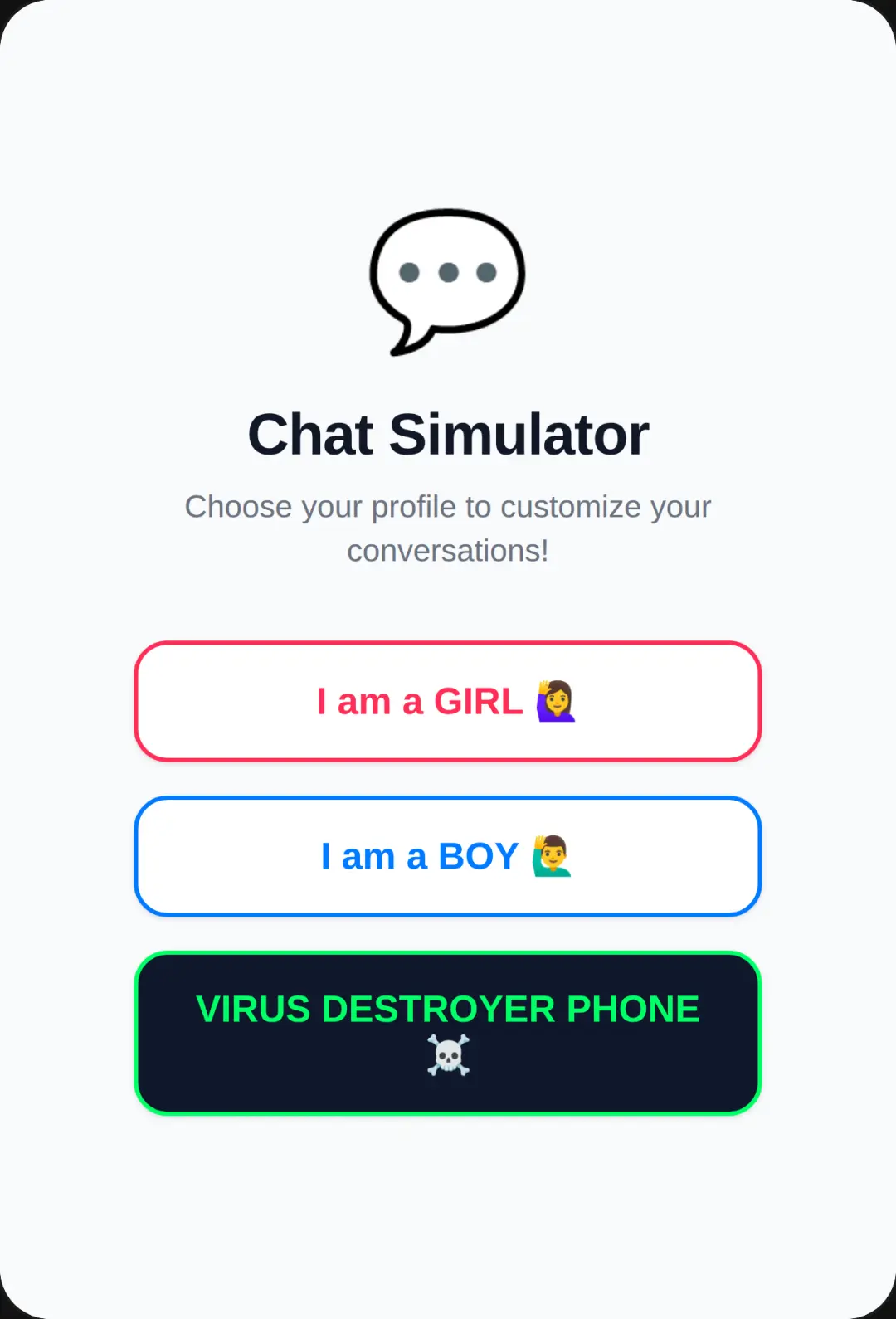Chat Simulator with virus cover